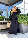 Жіноча чорна довга сукня з відкритими плечима і розрізом, фото 5