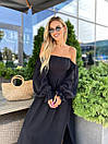 Жіноча чорна довга сукня з відкритими плечима і розрізом, фото 6