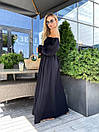 Жіноча чорна довга сукня з відкритими плечима і розрізом, фото 7
