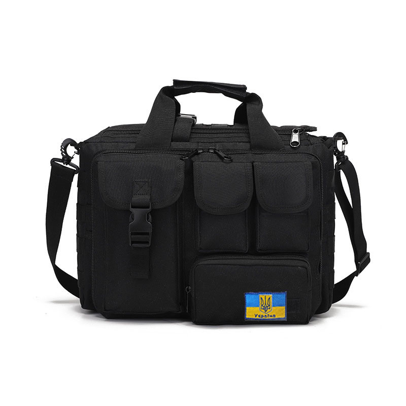 Велика дорожня тактична сумка для документів і ноутбука 15.6 Чорна MOLLE Solve KT6003602