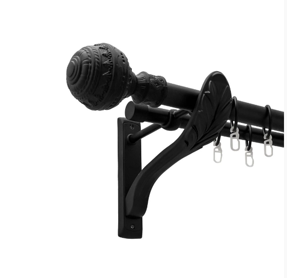 Карниз для штор металлический двухрядный 25/19 мм 160 см Черный матовый ...