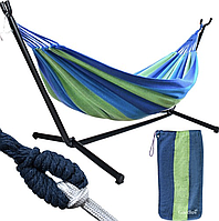 Садовий двомісний гамак 200х150см із стійкою для гамака Gardlow до 200кг