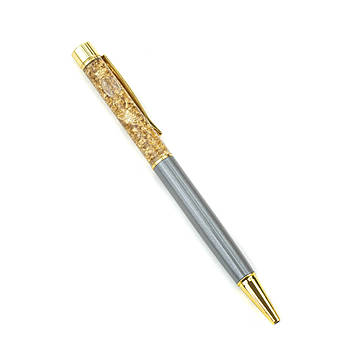 Кулькова ручка сіра з декором золото RYH017
