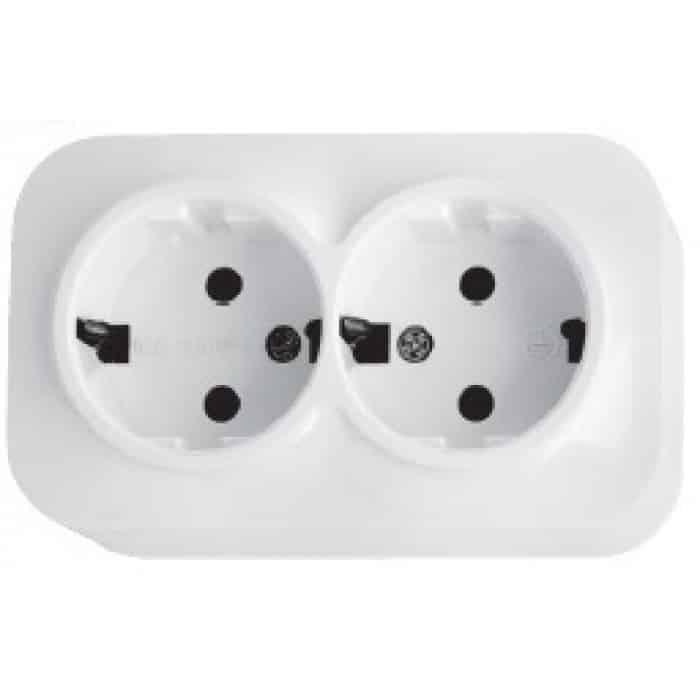 Розетка подвійна з заземленням біла. Гарантія 24 місяці.