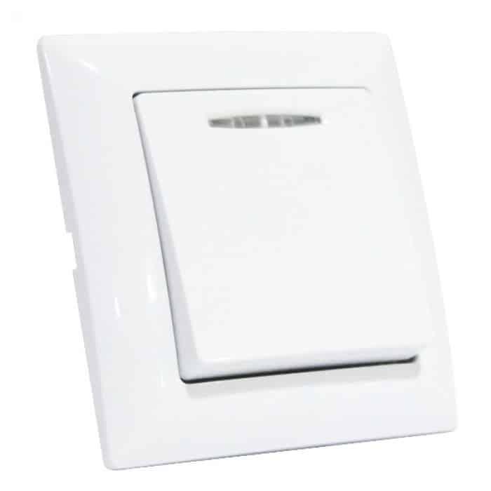 Вимикач 1-клавішний з підсвіткою білий. Гарантія 24 місяці.