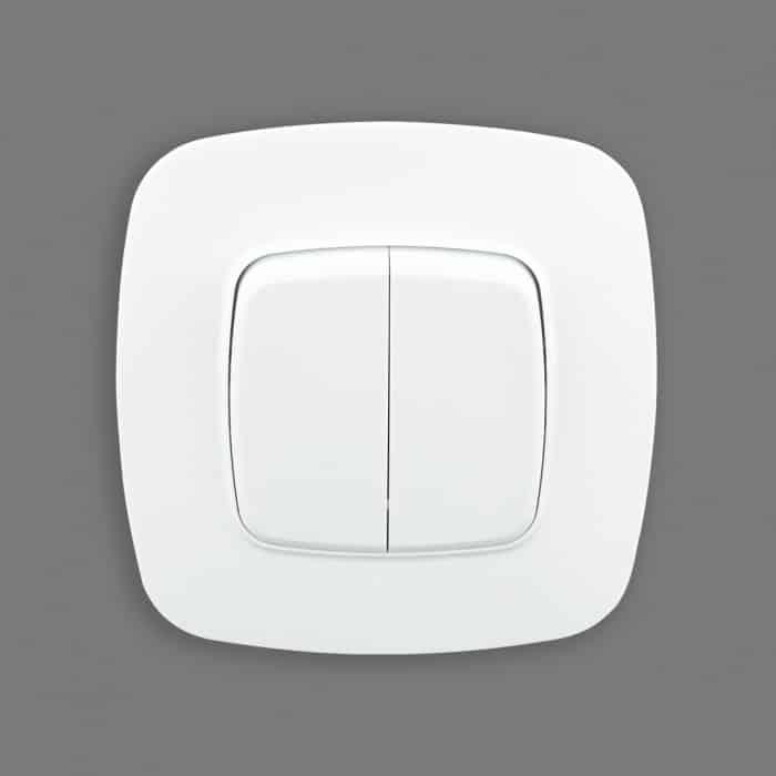 Вимикач 2-клавішний білий. Гарантія 24 місяці.
