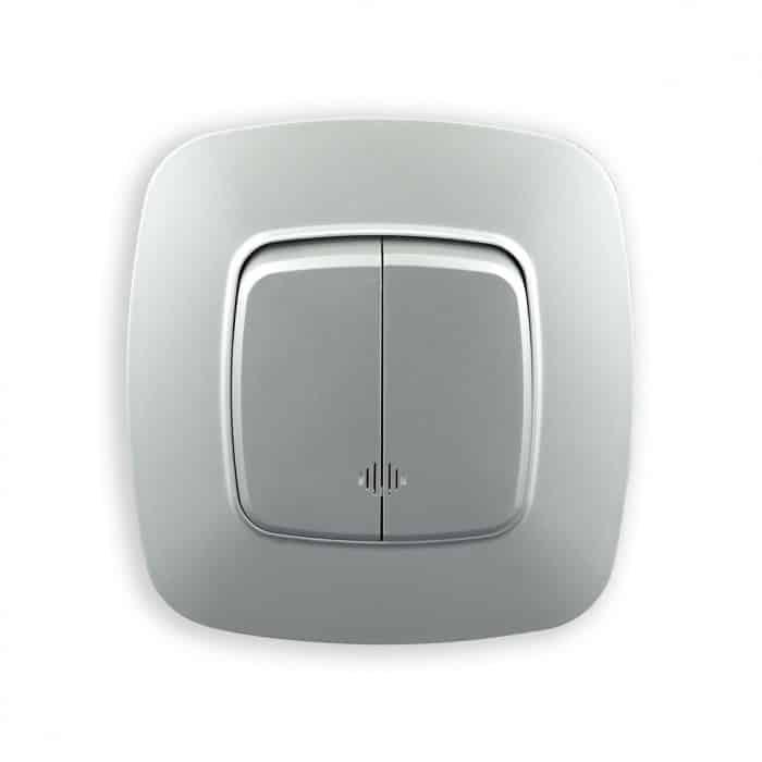 Вимикач 2-клавішний з підсвіткою срібло. Гарантія 24 місяці.