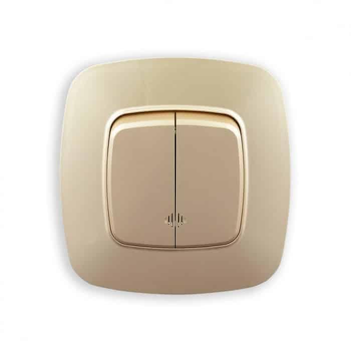 Вимикач 2-клавішний з підсвіткою золото. Гарантія 24 місяці.