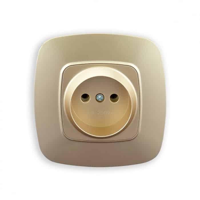 Розетка одинарна без заземлення золото. Гарантія 24 місяці.