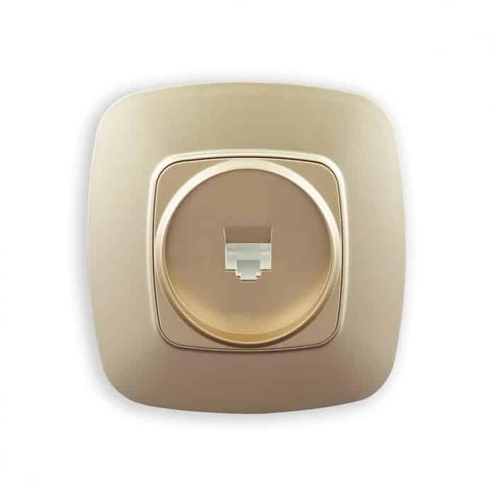 Розетка телефонна золото. Гарантія 24 місяці.