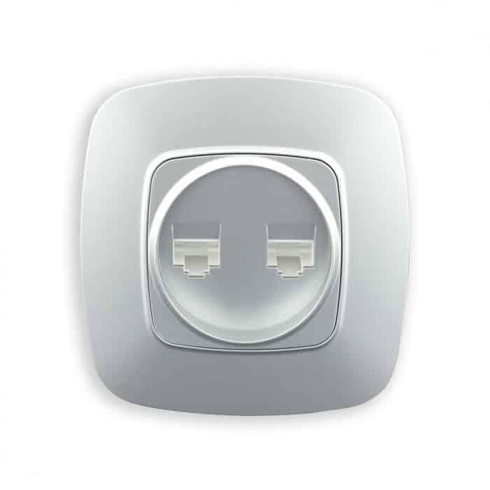 Розетка подвійна комп’ютерна срібло. Гарантія 24 місяці.