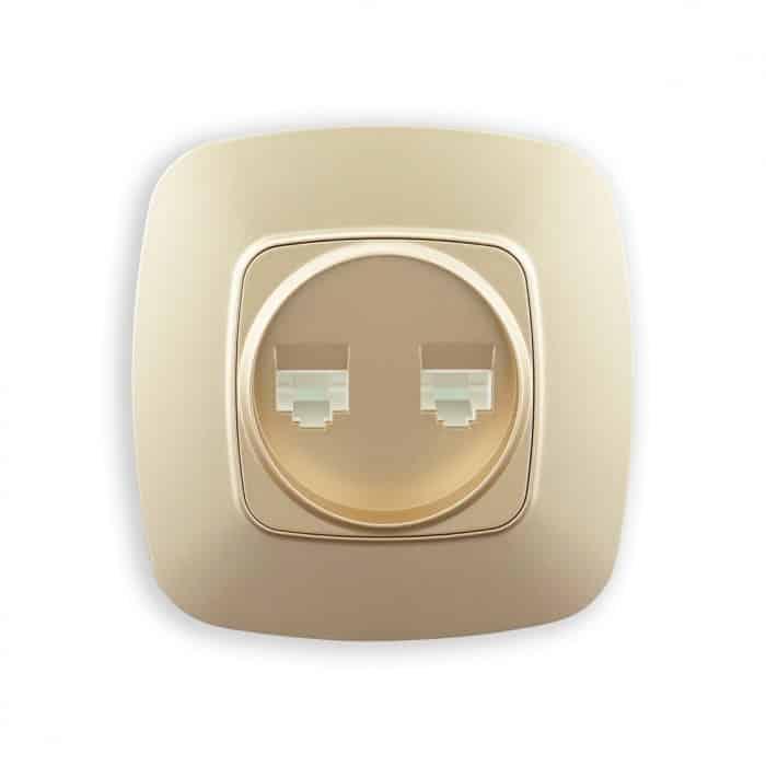 Розетка подвійна комп’ютерна золото. Гарантія 24 місяці.