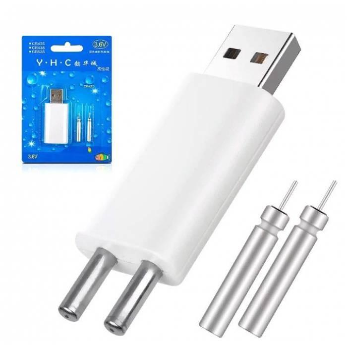 Аккумулятор батарейка CR425 для поплавков 2шт с USB зарядкой на 2 канала, зарядка