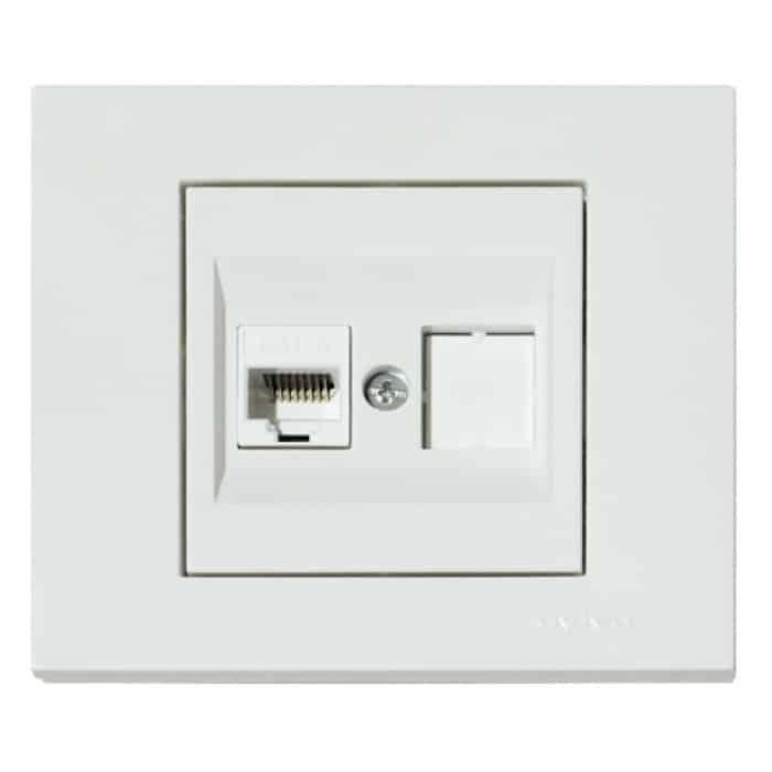 Розетка комп’ютерна (CAT6) біла GRANO