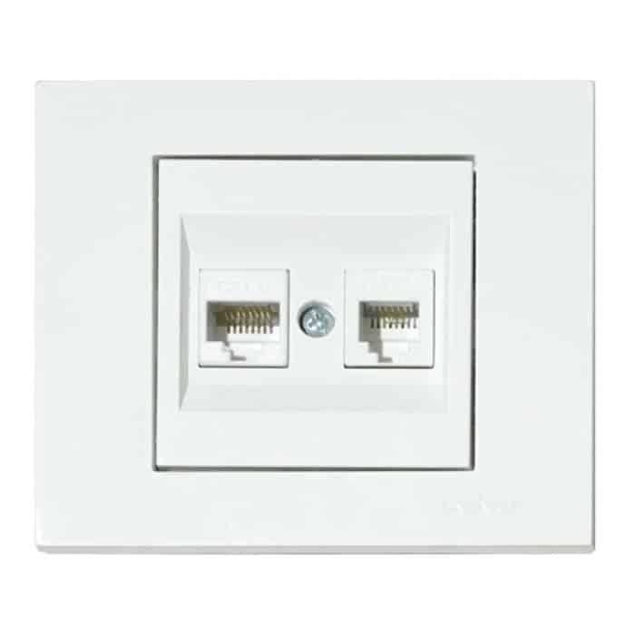 Розетка комп’ютерна двійна (CAT6) біла GRANO