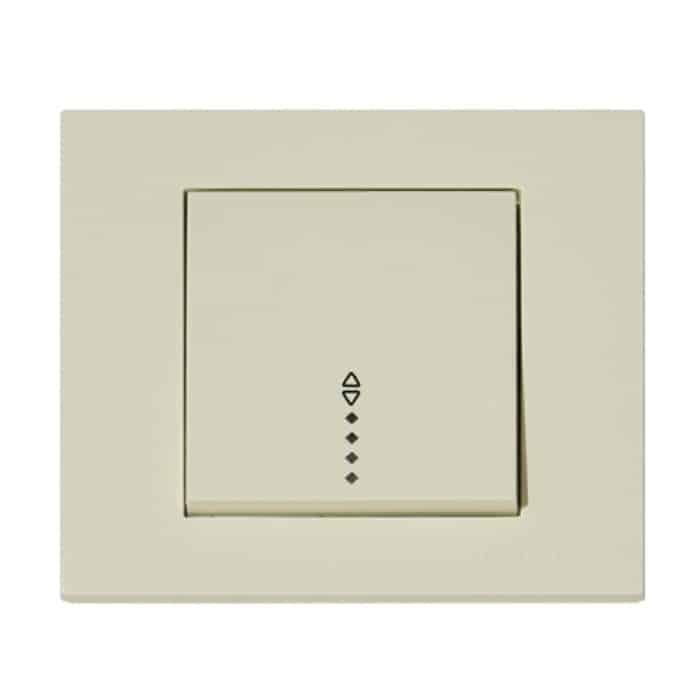 Вимикач 1-клавішний прохідний з підсвіткою кремовий GRANO