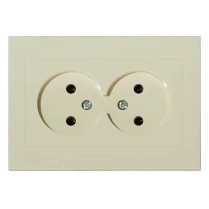 Розетка подвійна без заземлення кремова GRANO