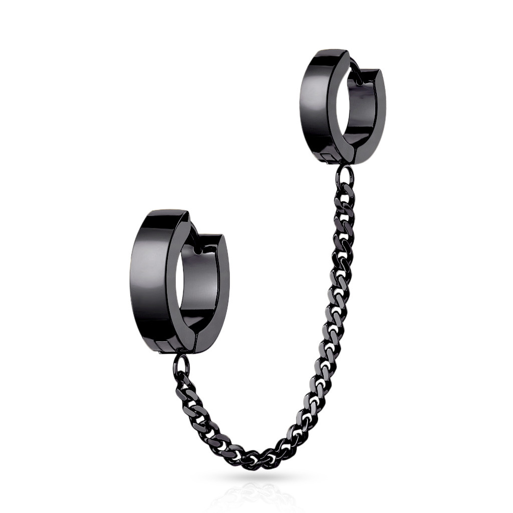 Кафа два кільця з ланцюжком Spikes JC-022-BL, фото 1