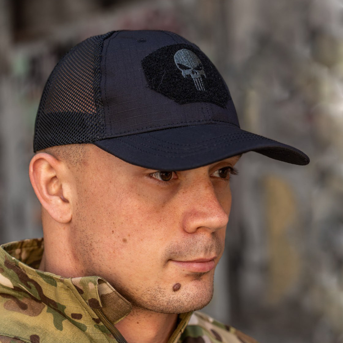 🔥 Кепка тактична "Punisher" (Чорна) військова, поліції, ЗСУ, НГУ