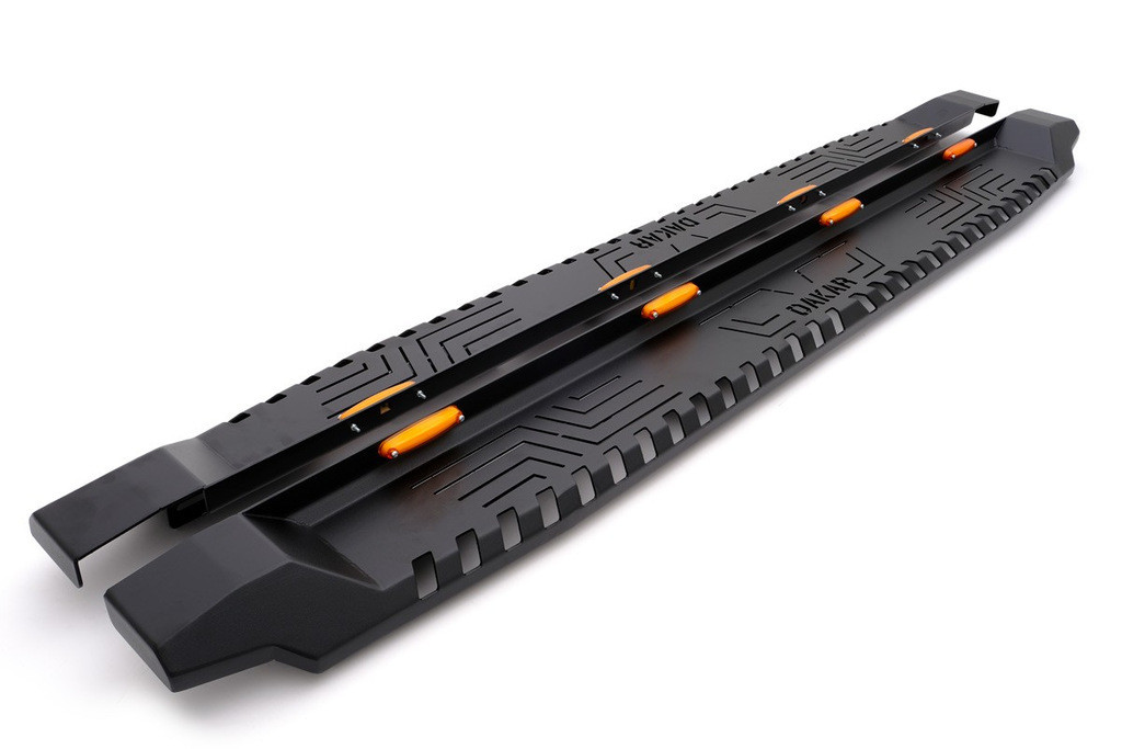 Бокові пороги Dakar V1 з LED (2 шт, метал) для Toyota Hilux 2015-2024 рр