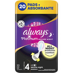 Гігієнічні прокладки Always Platinum Secure Night Розмір 4 20 шт. 8700216186797 smart
