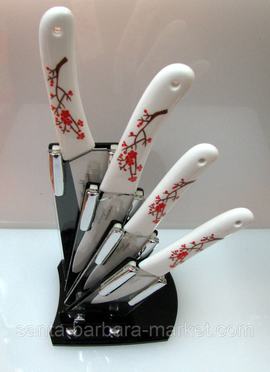 Набір керамічних ножів з 4-х (керамічна ручка)