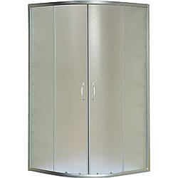 Душова кабіна напівкругла 100х100 см без піддону WISLA N100FS BRAVO, рифлене скло 4мм, Сатин профіль