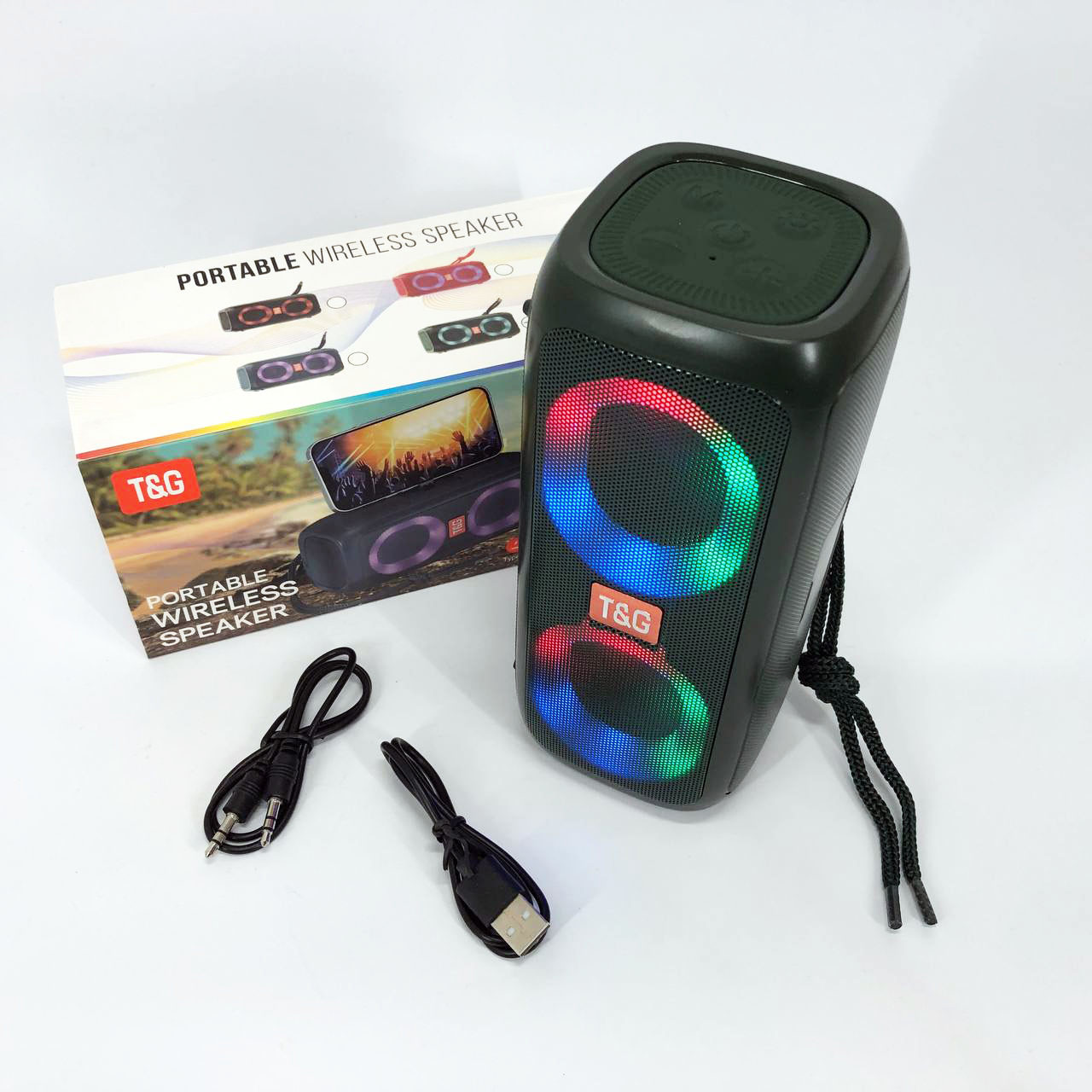 Гучна блютуз колонка TG333, Bluetooth стерео колонка з функцією радіо, Блютуз колонка WF-759 з підсвічуванням