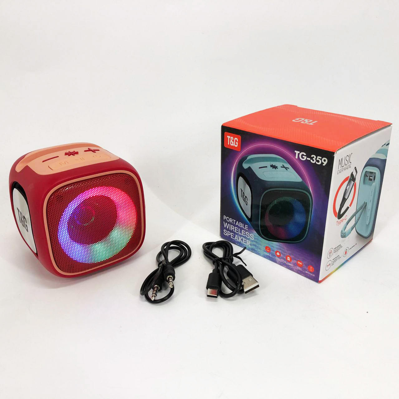 Bluetooth колонка з usb-портом TG359, Bluetooth колонка з красивим підсвічуванням MJ-48, фото 1