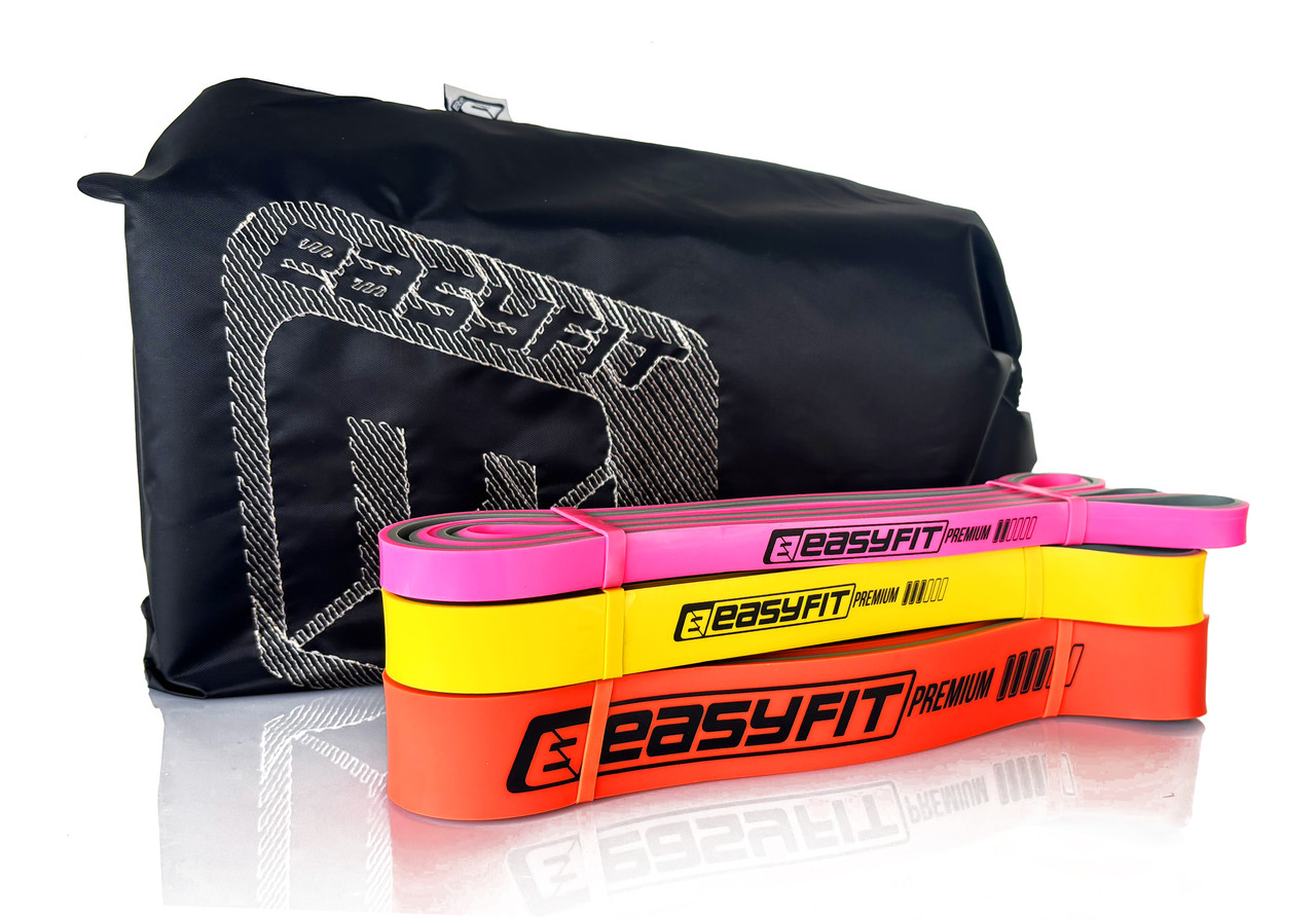 Набір двошарових резинок для підтягування EasyFit Premium 7-45 кг (3 шт), фото 1
