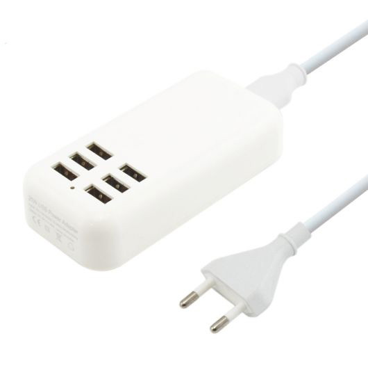Зарядний на 6 usb 4A 20W харчування 220V БІЛЕ SKU0000425