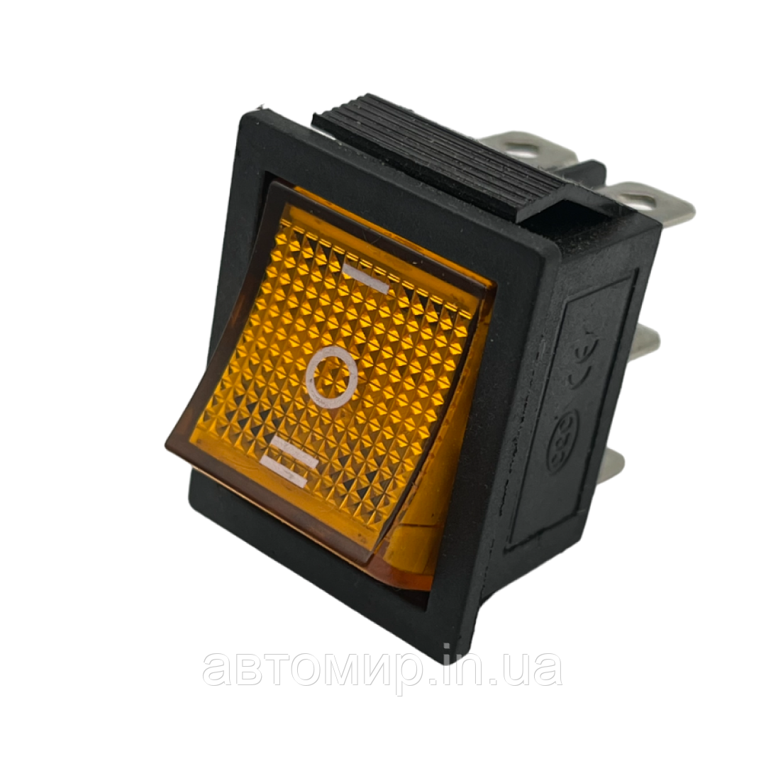 Автомобільний трипозиційний перемикач оранжевого кольору 12-24V прямокутної форми FL-718342, фото 1