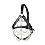 Маска з ланцюгами Art of Sex — Devon, натуральна шкіра, колір чорний, фото 2