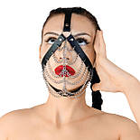 Маска з ланцюгами Art of Sex — Devon, натуральна шкіра, колір чорний, фото 3