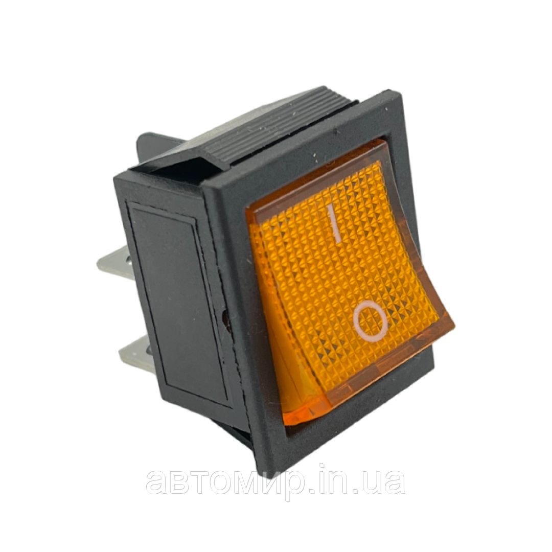 Автомобільна кнопка помаранчевого кольору 12-24В з прямокутною формою і двома положеннями FL-740564, фото 1