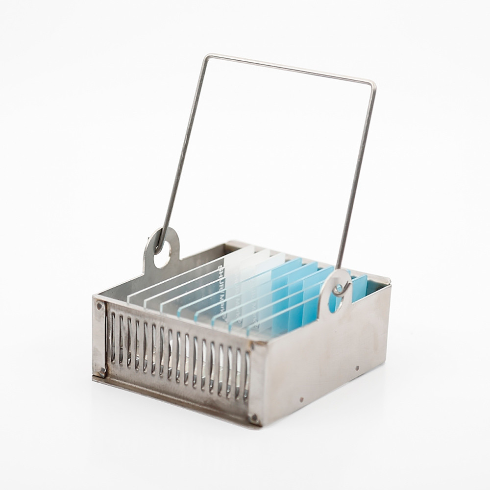 Тримач-корзинка для фарбування предметного скла на 20 місць (до контейнера), металевий, фото 1