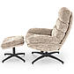 Крісло з підставкою для ніг Dario бежеве з тканини з функцією хитання в кімнату, фото 5