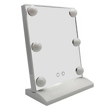 Дзеркало для макіяжу з LED-підсвічуванням прямокутне Біле RD-4 Дзеркало для макіяжу 6 LED