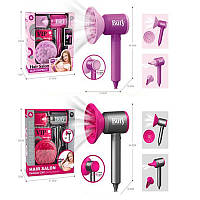 Дитячий ігровий набір аксесуарів HJ624-A, набір перукаря, фен-повітря, насадки, 2 кольори, батарейки