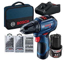 Акумуляторний дриль-шурупокрут Bosch GSR 12V-15 Set Professional + комплект біт для викруток