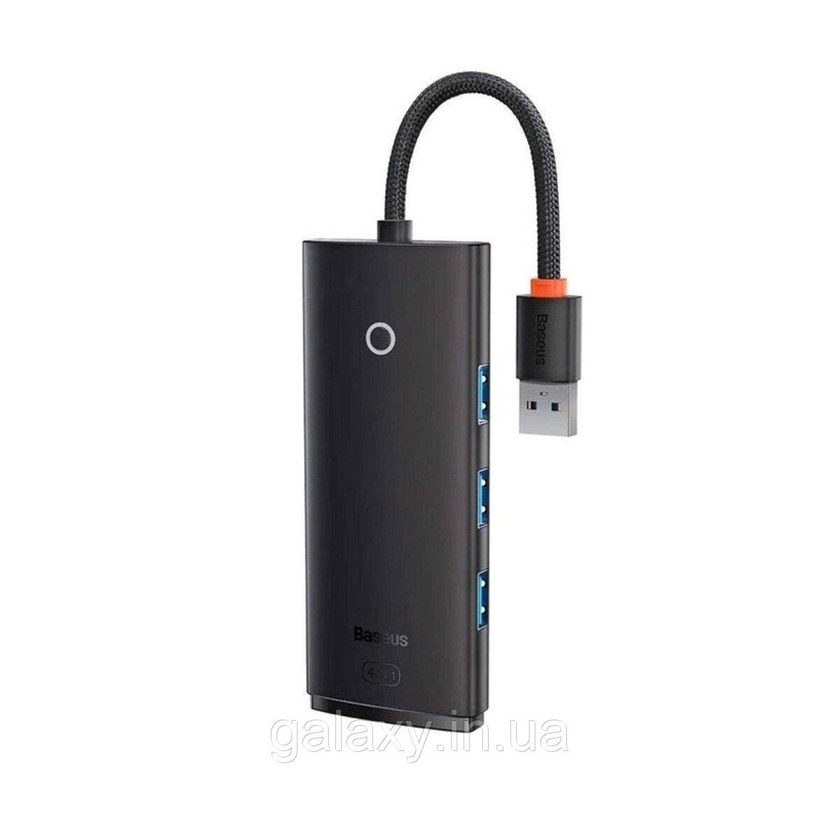 Хаб Baseus 4в1 USB to 4*USB3.0 кабель 25 см Lite Series Black, фото 1