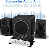 Підсилювач потужності + сабвуфер. ST-838. AUX, 2*20+40W, RMS. Аудіо,12 V-силів, фото 2