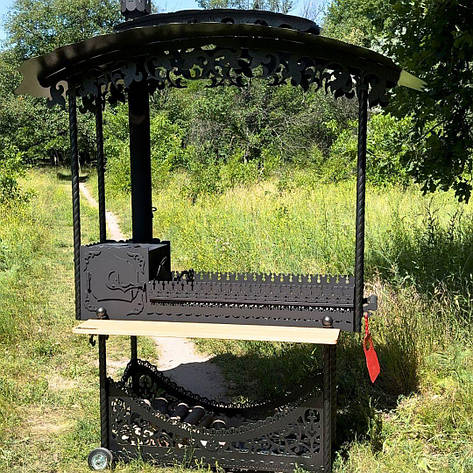 Великий мангал на колесах з піччю під казан і подвійним дном "Султан", фото 1