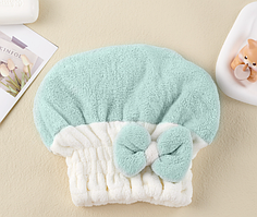 Рушник тюрбан для волосся one size блакитно-білий