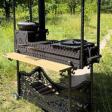 Великий мангал на колесах з піччю під казан і подвійним дном "Султан", фото 5