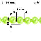 Намистини 10 мм 80 см Перли Скло для Біжутерії, Салатові Перламутрові тон 66, Рукоділля, Фурнітура для Прикрас, фото 2