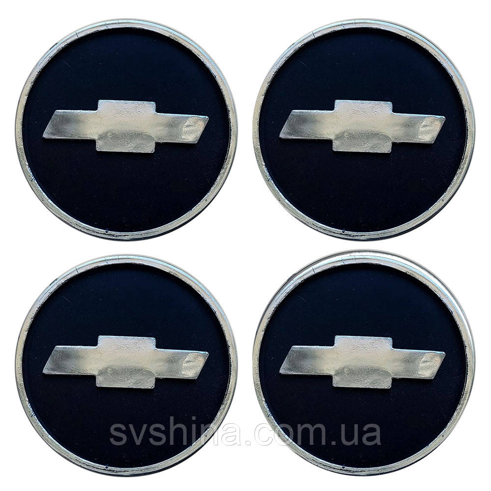 Ковпачки (заглушки) на диски Chevrolet, 60/55mm, чорний, 4шт