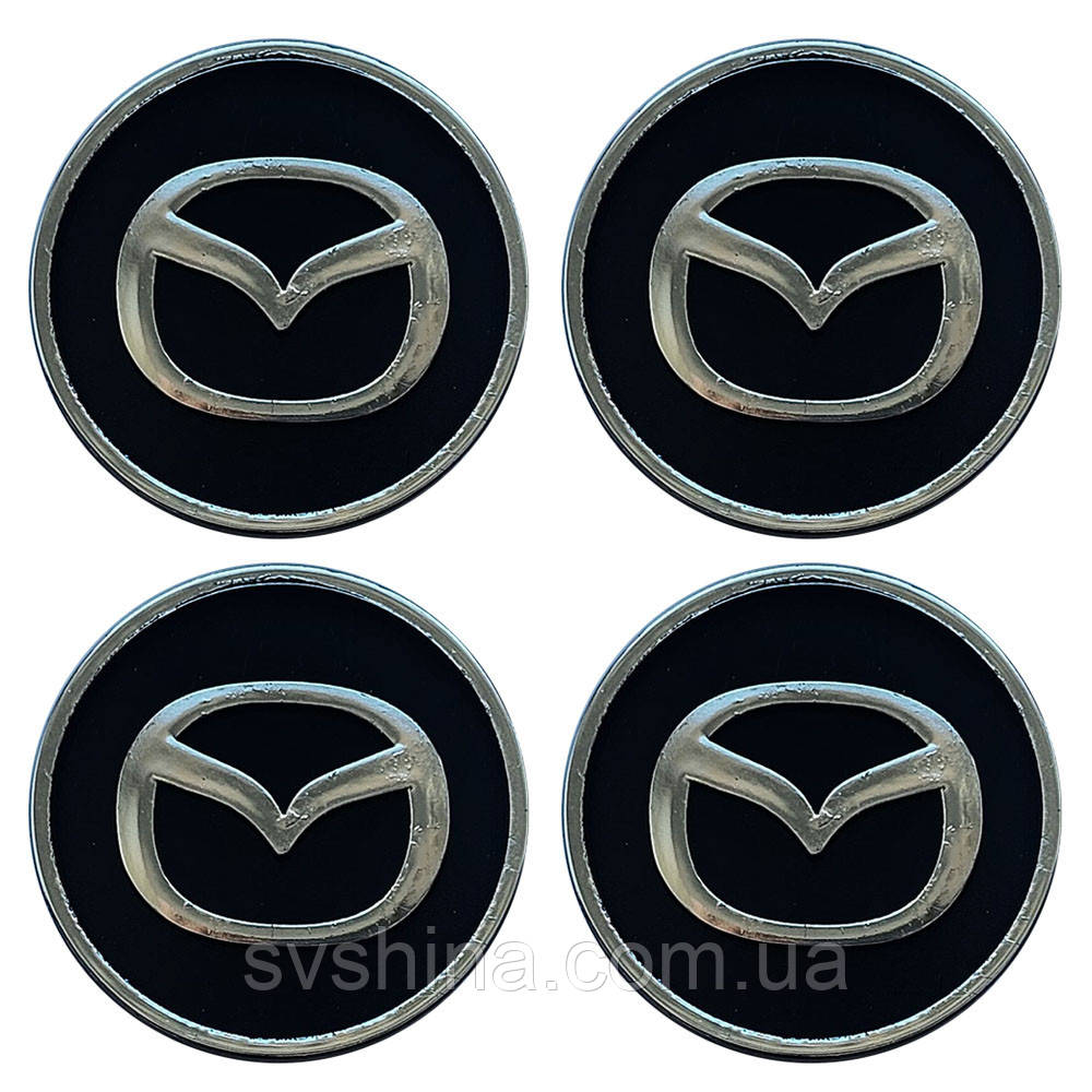Ковпачки (заглушки) на диски Mazda, 60/55mm, чорний, 4шт