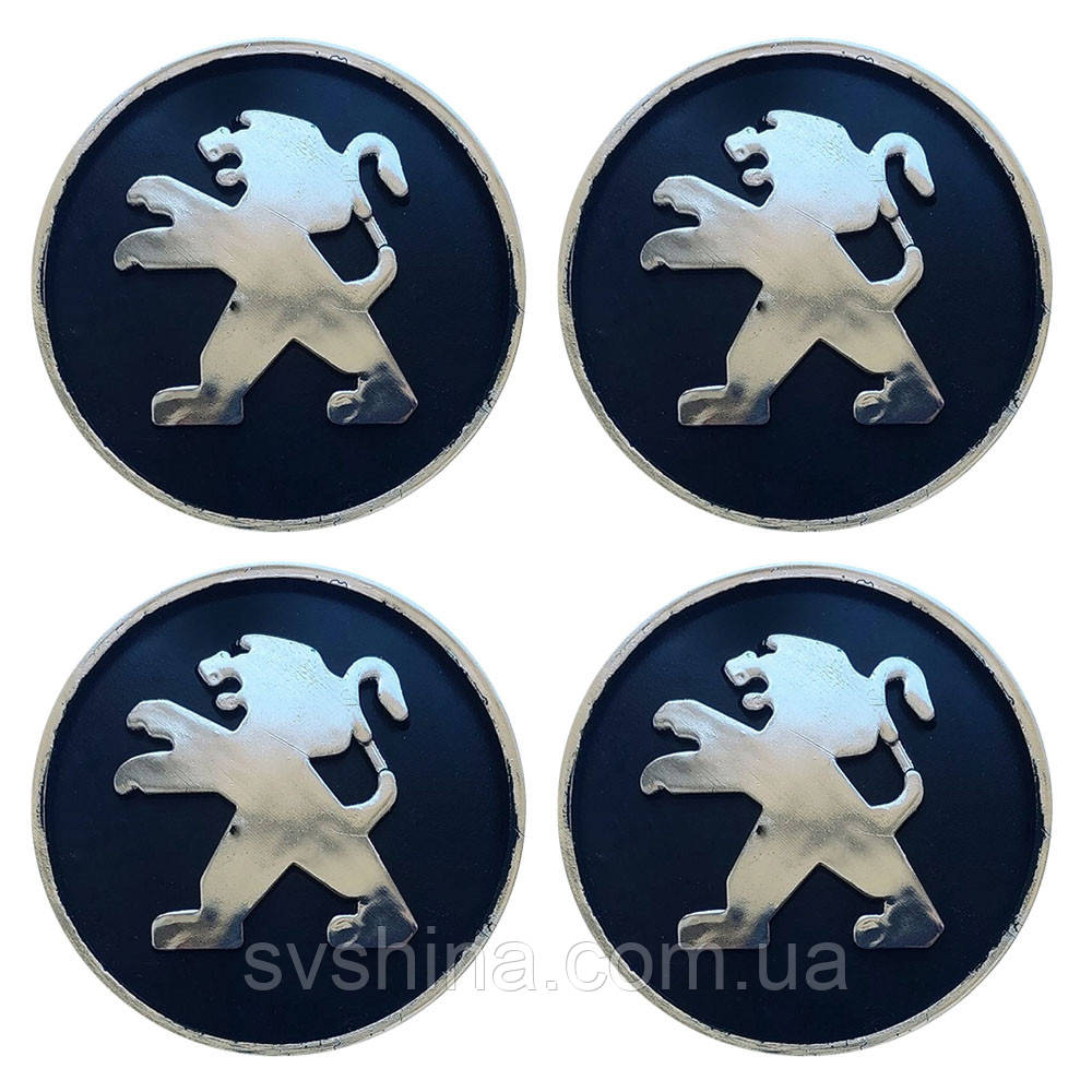 Ковпачки (заглушки) на диски Peugeot, 60/55mm, чорний, 4шт