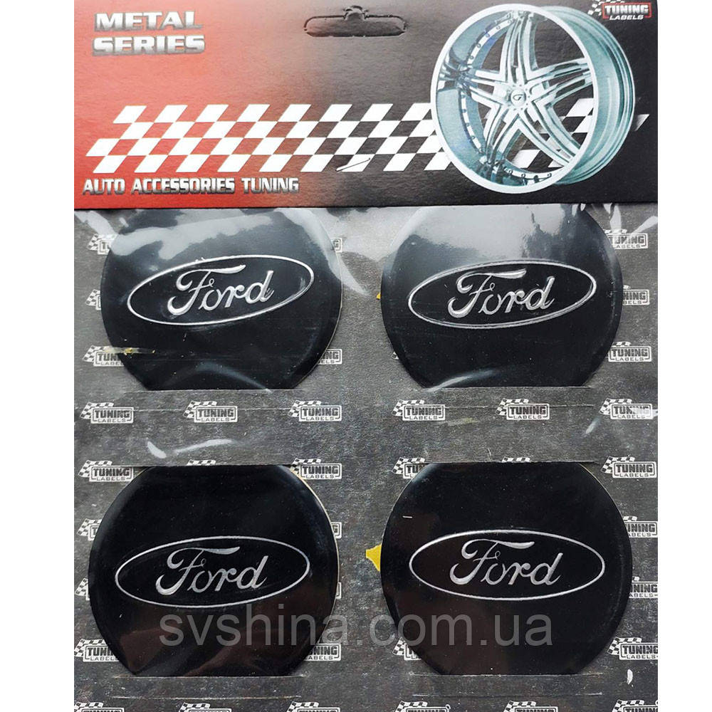 Наклейки на диски/ковпаки Ford, 60mm, 4шт, чорний